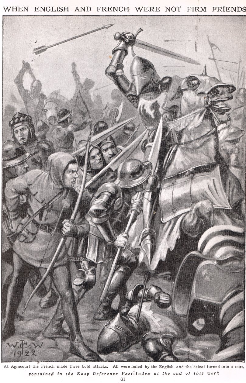 Cuando los franceses e ingleses lucharon en Agincourt, ilustración 