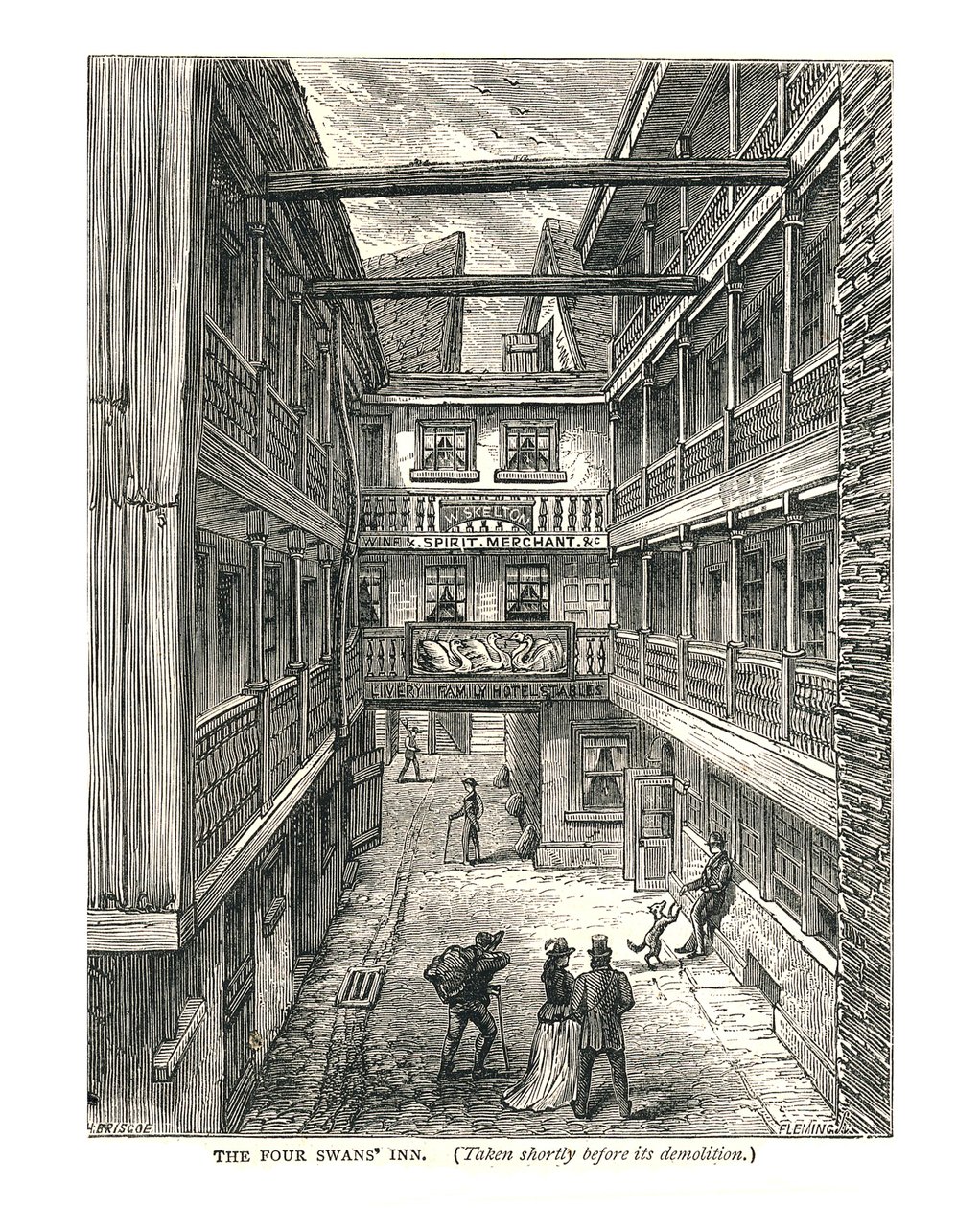 La posada de los cuatro cisnes poco antes de la demolición, 1878 de Walter Thornbury