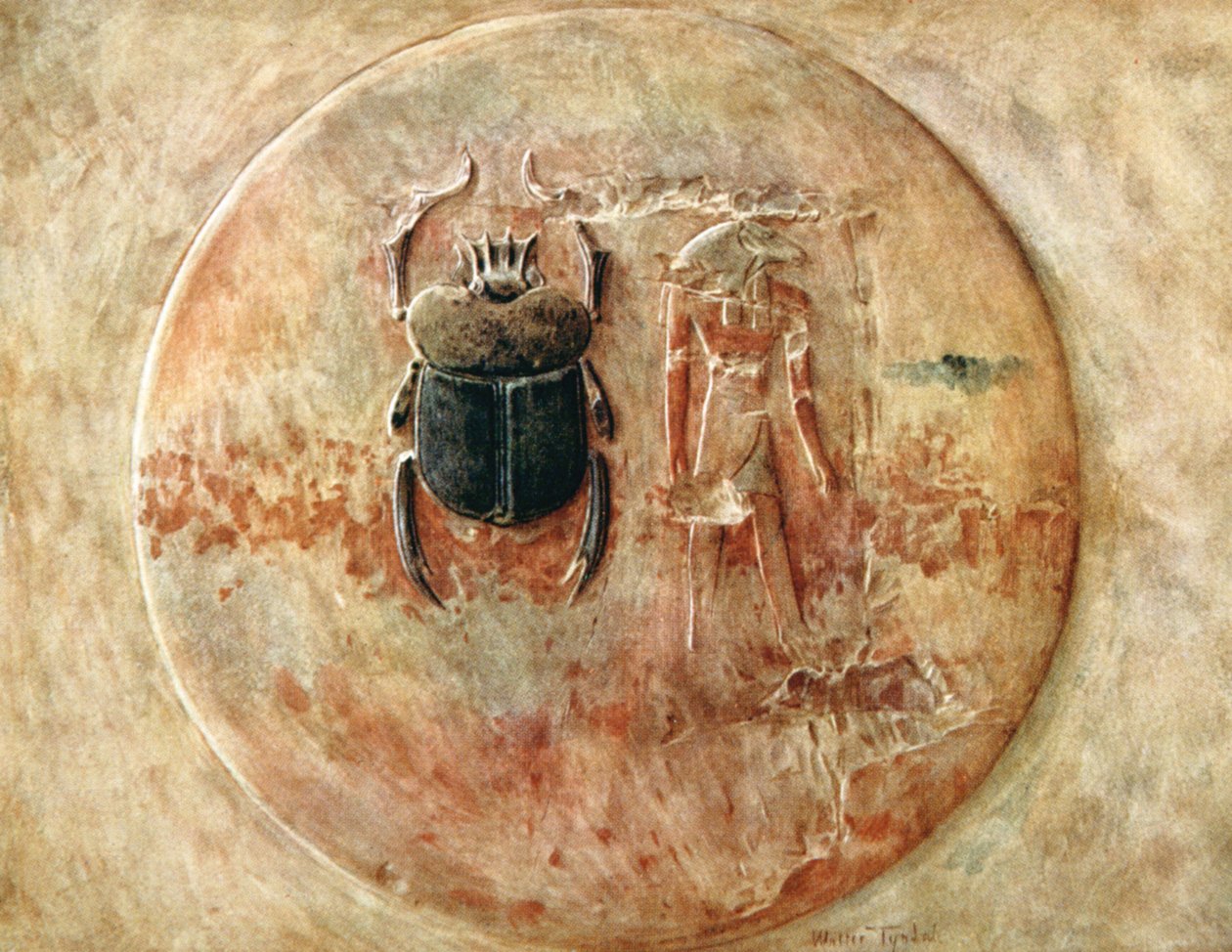 Escarabajo y Ra, Tumba de Seti, Egipto, 1910 de Walter Tyndale