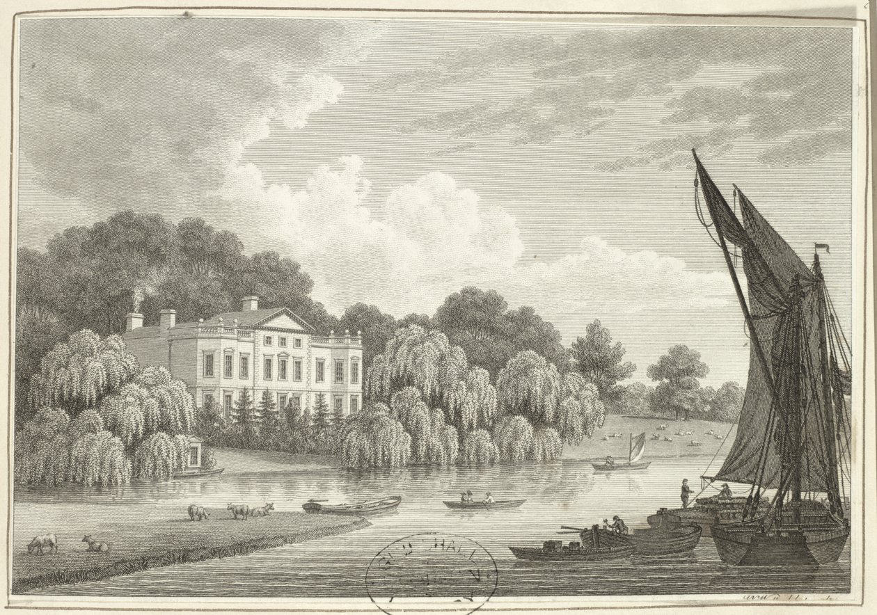Casa de campo con lago y barcos de Walter Williams
