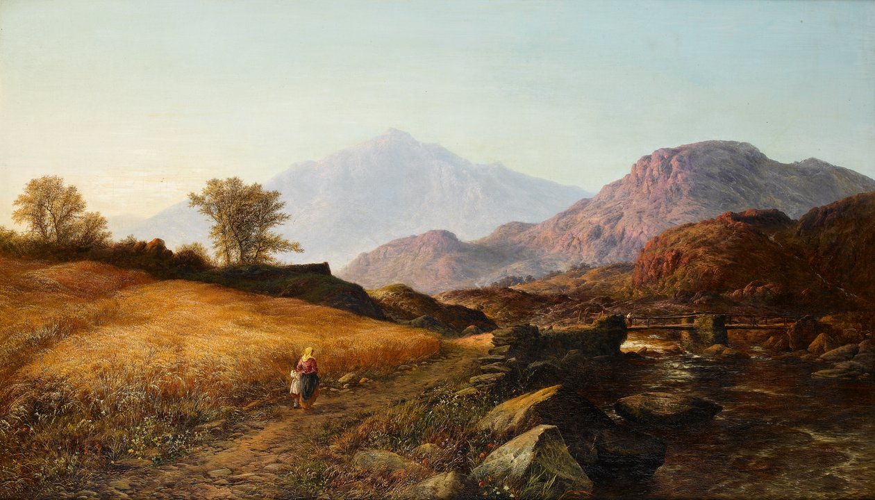 Tiempo de cosecha junto al río Lleder, Gales del Norte, 1874 de Walter Williams