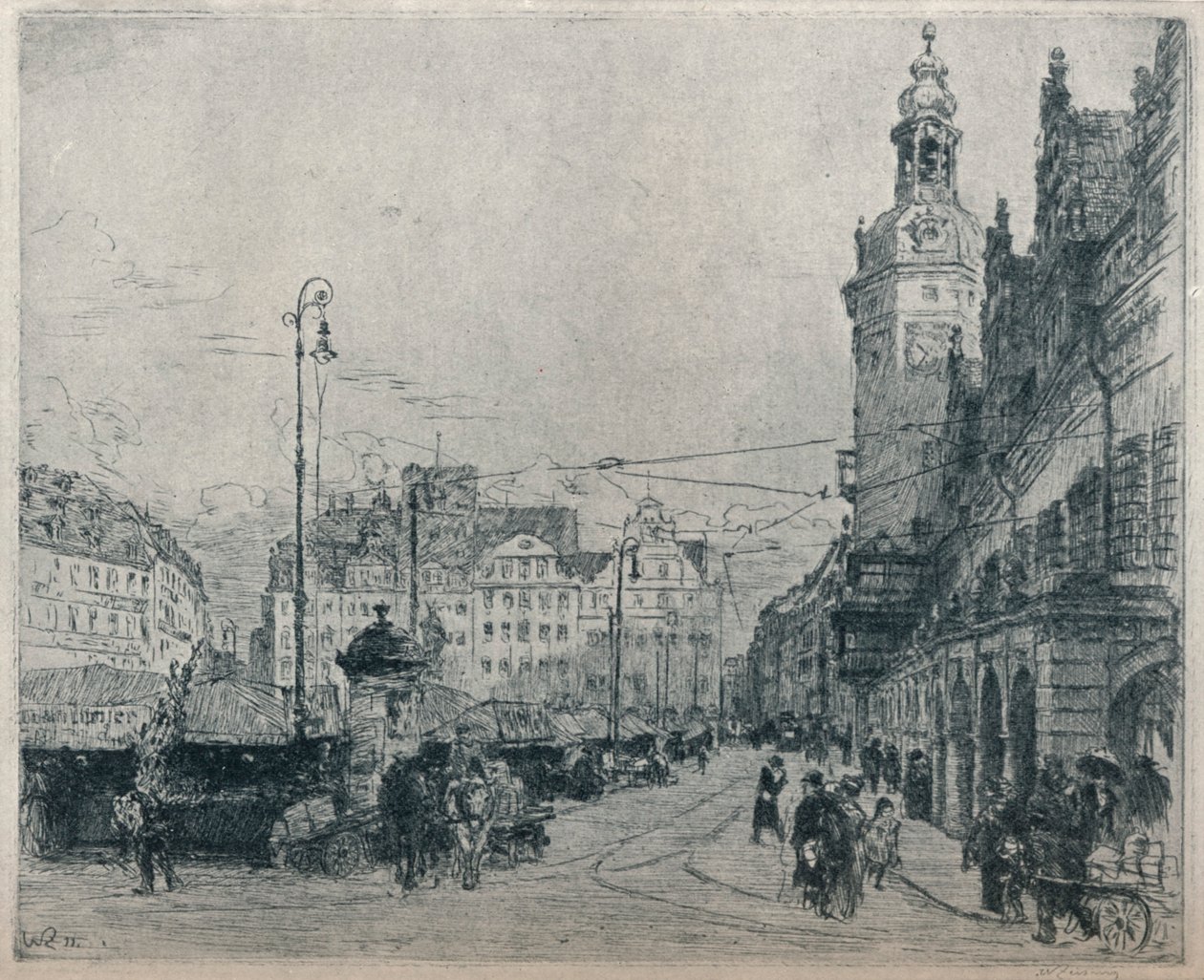 Plaza del mercado, Leipzig, c1913 de Walter Zeising
