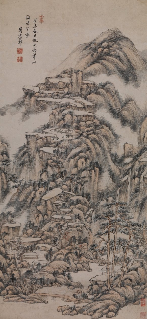Paisaje al estilo de Huang Gongwang de Wang Yuanqi