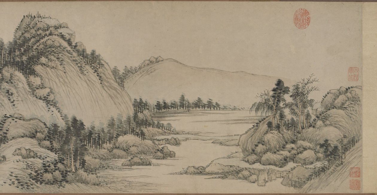 Vivienda en las montañas Fuchun después de Huang Gongwang, dinastía Qing, 1672 de Wang Hui
