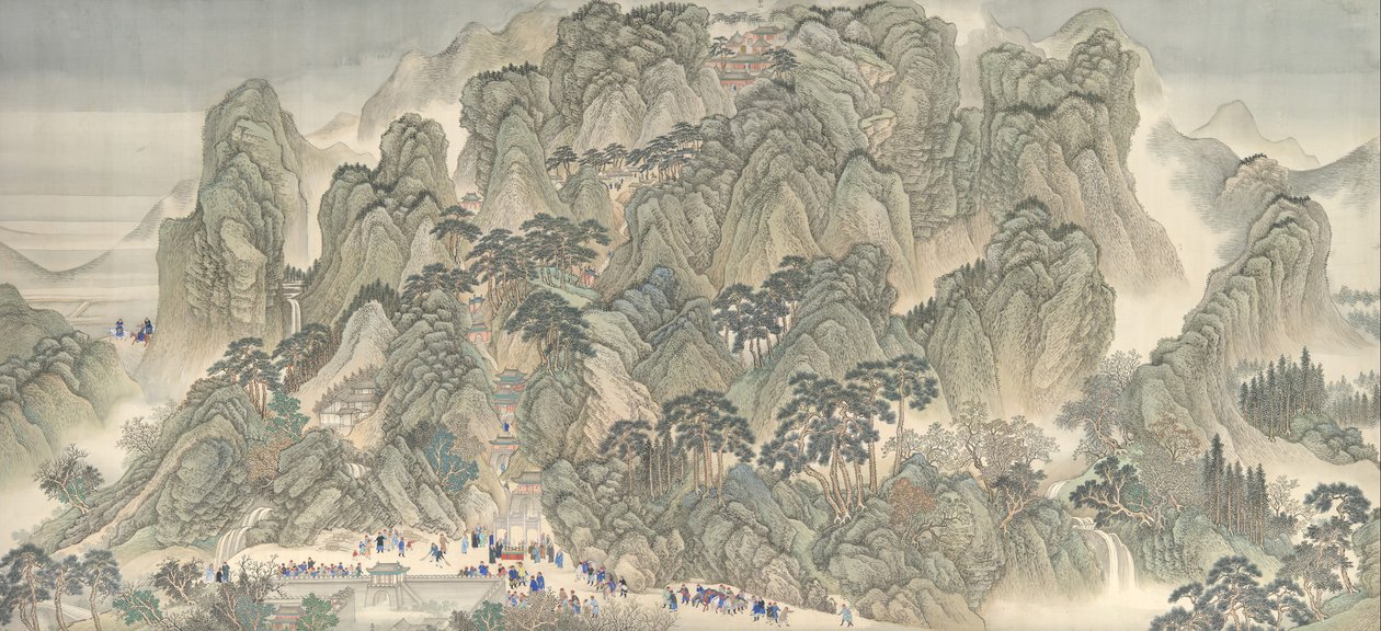La gira de inspección del sur del emperador Kangxi, Pergamino Tres: Jinan al Monte Tai, datable a 1698 de Wang Hui