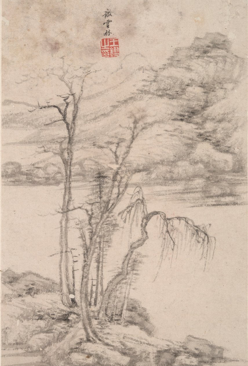 Paisaje en el estilo de varios viejos maestros: Paisaje después de Ni Zan (1301 de Wang Jian