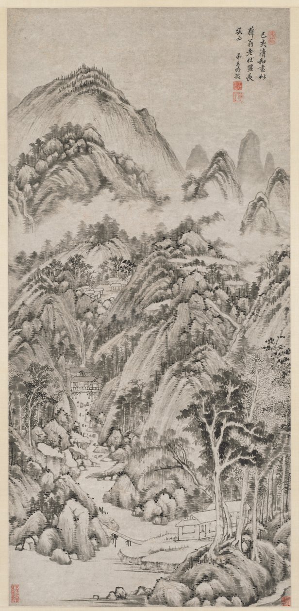 Pueblo de Montaña Abrazado por el Verano de Wang Shimin