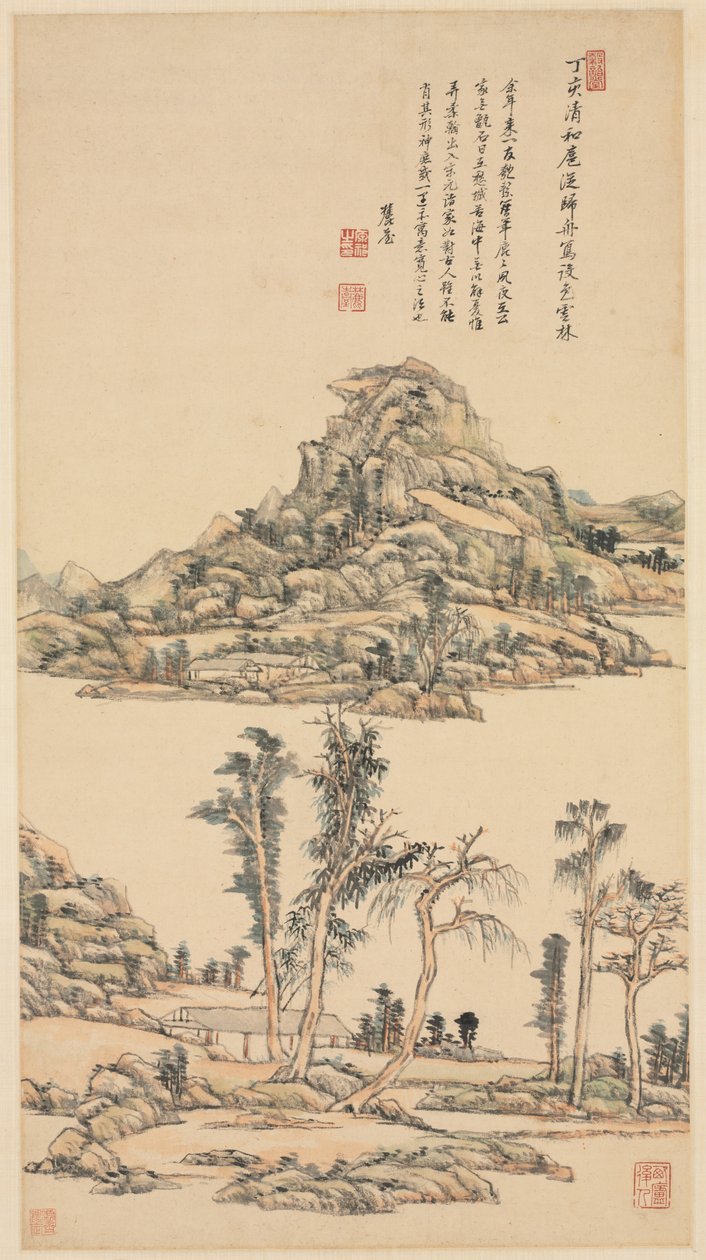 Paisaje en el estilo de color de Ni Zan de Wang Yuanqi