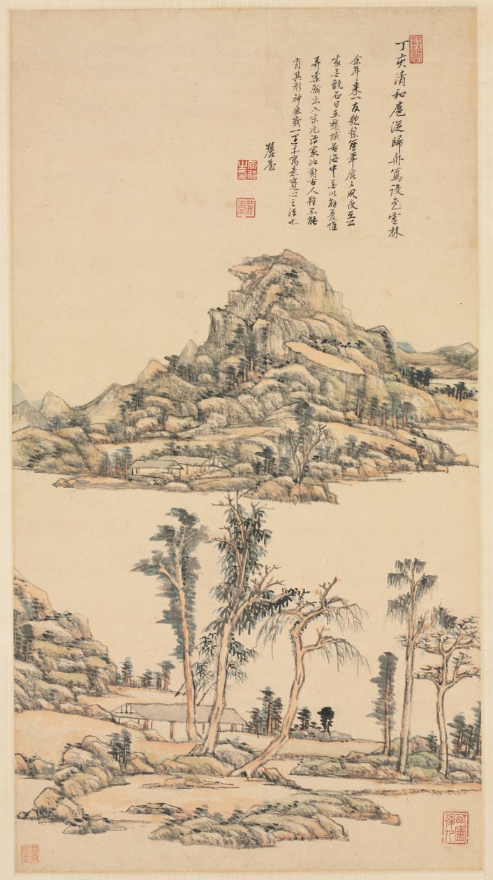 Paisaje en el Estilo de Color de Ni Zan, 1707 de Wang Yuanqi