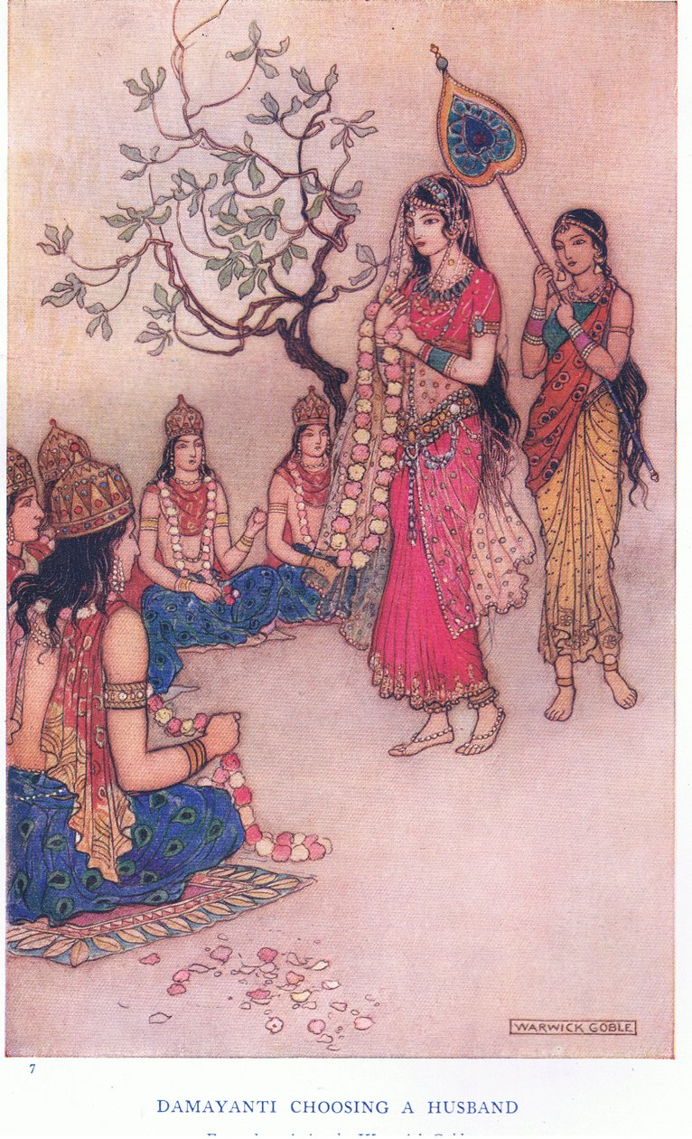 Damayanti eligiendo un esposo de Warwick Goble
