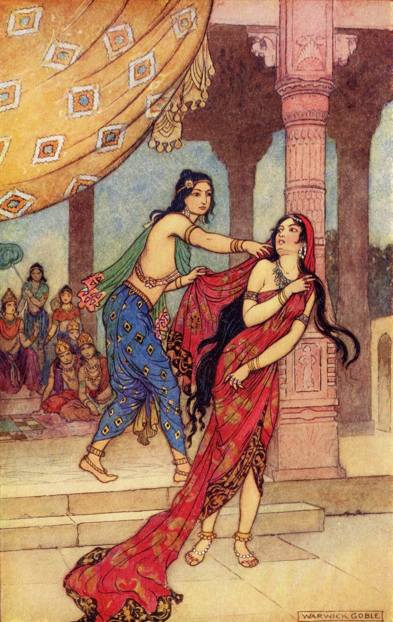 La prueba de la Reina Draupadi, ilustración de 
