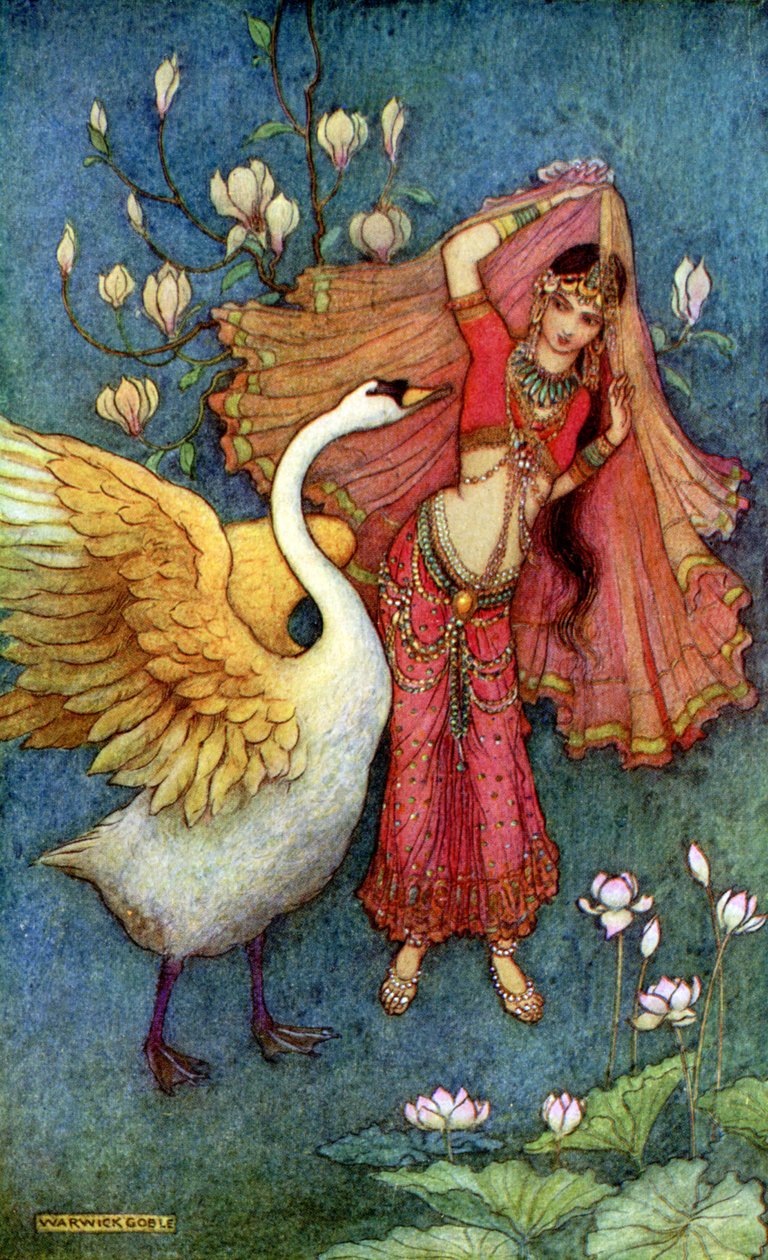 La princesa Dayamanti y el cisne mensajero de Warwick Goble