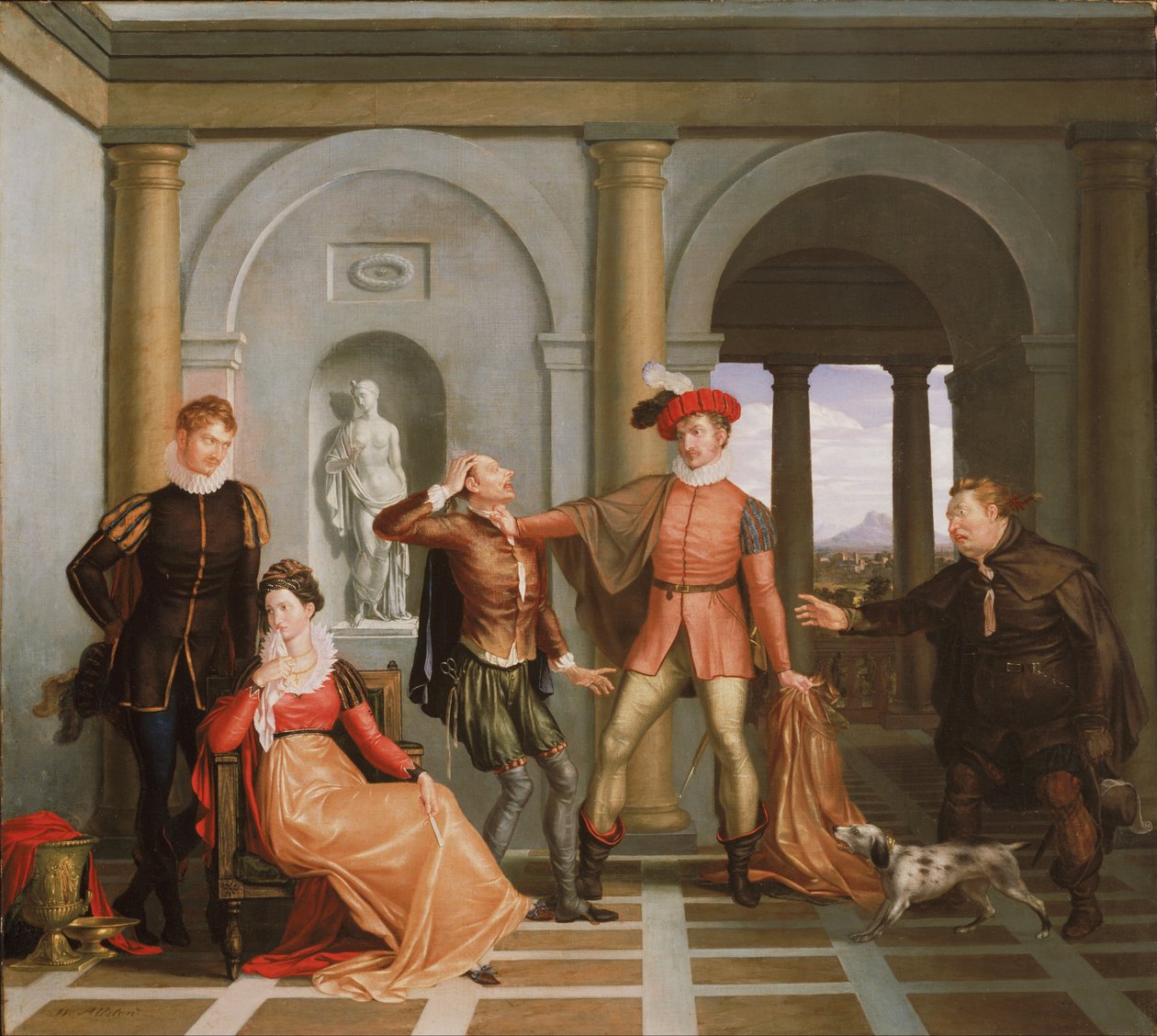 Escena de La Fierecilla Domada de Shakespeare (Katharina y Petruchio) de Washington Allston
