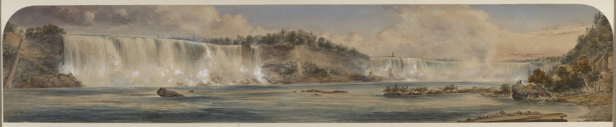 Vista extensa de las Cataratas del Niágara desde abajo, c.1865 de Washington F. Friend