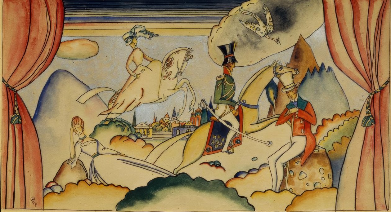 Escena con un oficial de Wassily Kandinsky