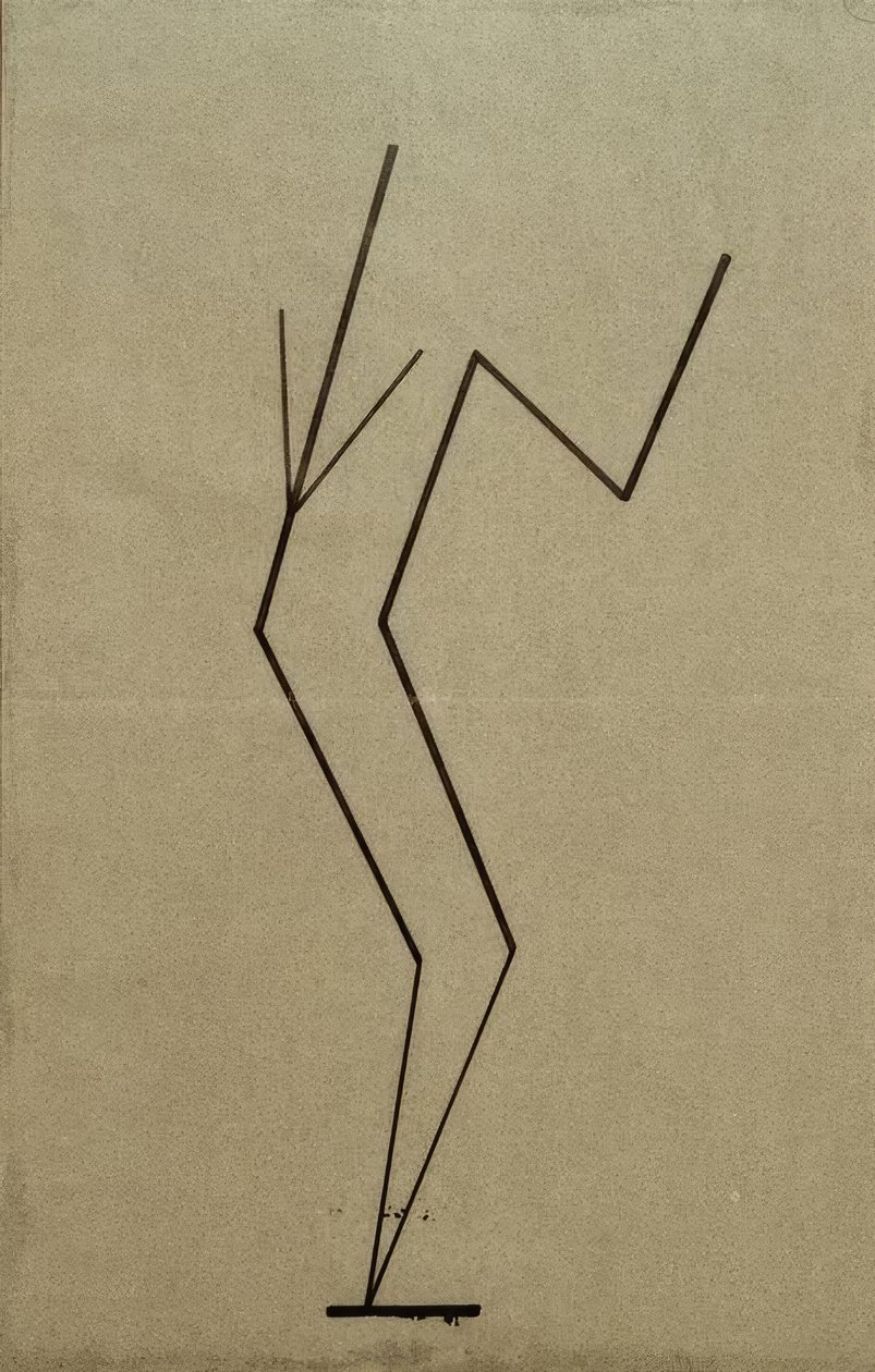 Dibujo analítico basado en fotos de la bailarina Palucca, estructura paralela desde un punto inferior de Wassily Kandinsky
