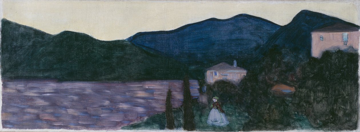 Paisaje montañoso con un lago de Wassily Kandinsky