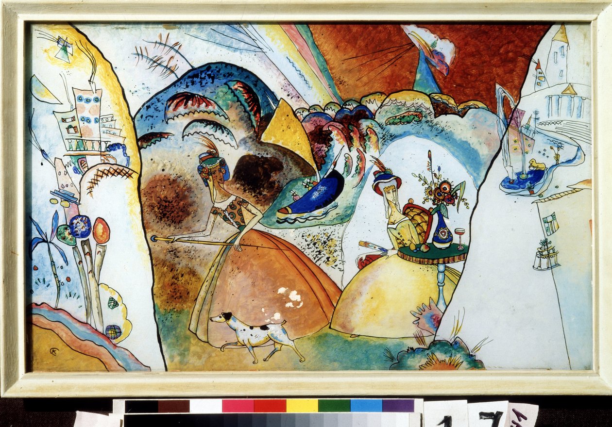 ""Ladies in Crinoline"" Acuarela de Vassily Kandinsky (o Wassily Kandinsky o Kandinskyj de Wassily Kandinsky