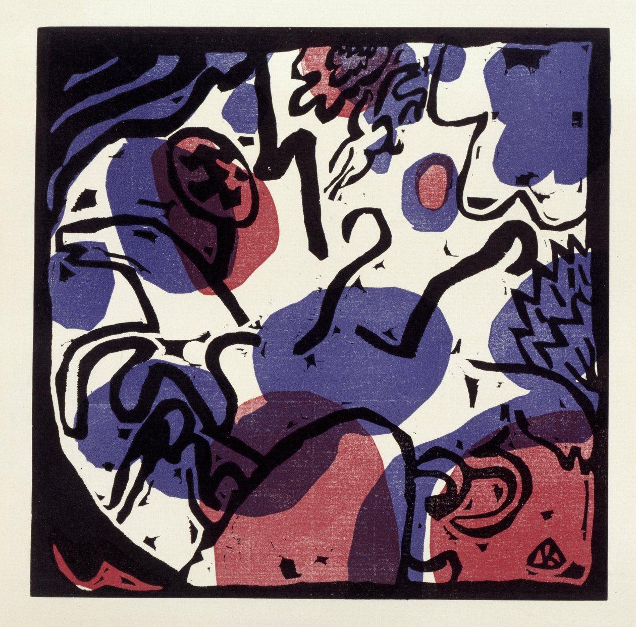 Drei Reiter in Rot, Blau und Schwarz (Illustration 20 aus: "Klänge", Einzelblatt) de Wassily Kandinsky