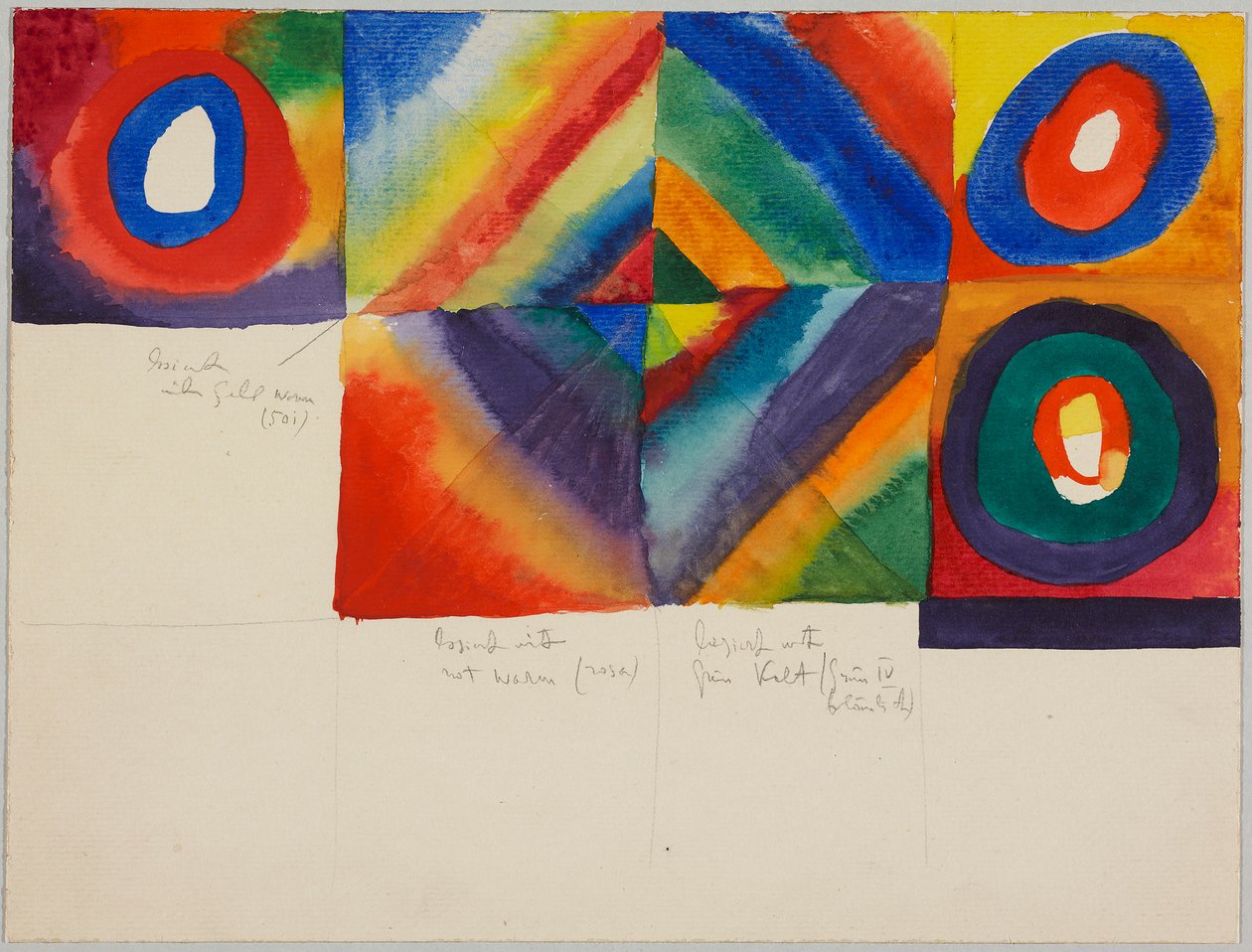 Estudios de color con información sobre la técnica pictórica de Wassily Kandinsky