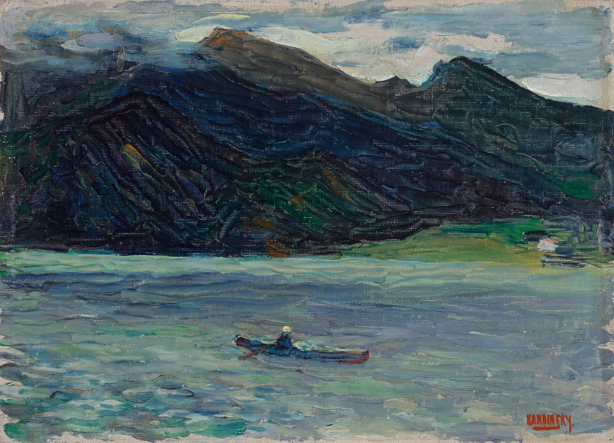 Kochel – lago con barco de Wassily Kandinsky