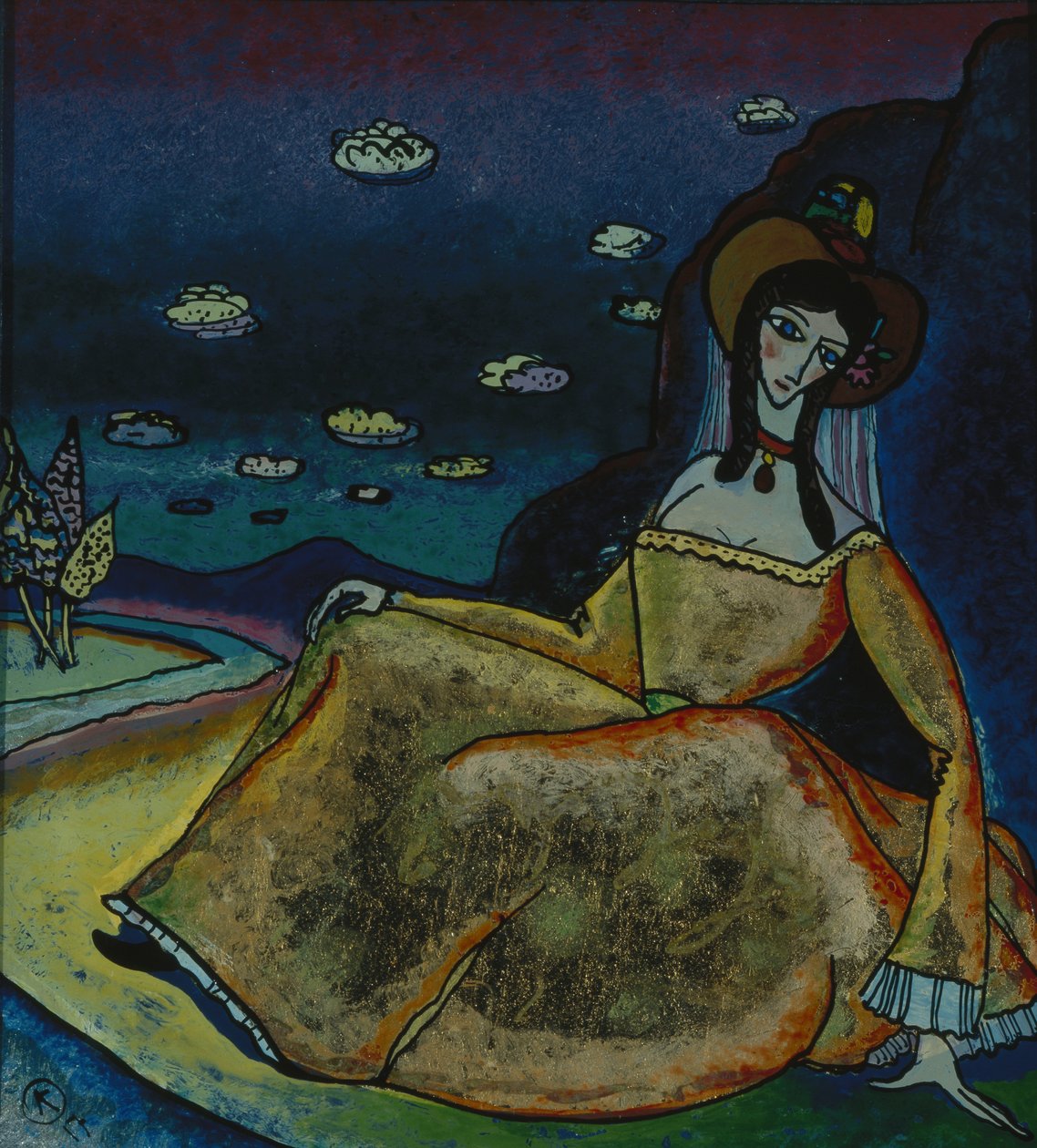 Dama en vestido dorado, 1917 de Wassily Kandinsky