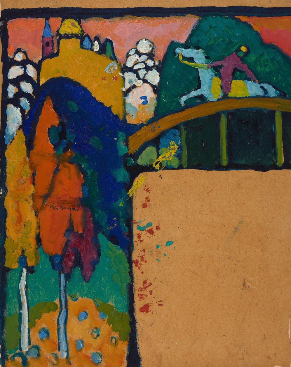 Paisaje con un jinete en un puente de Wassily Kandinsky