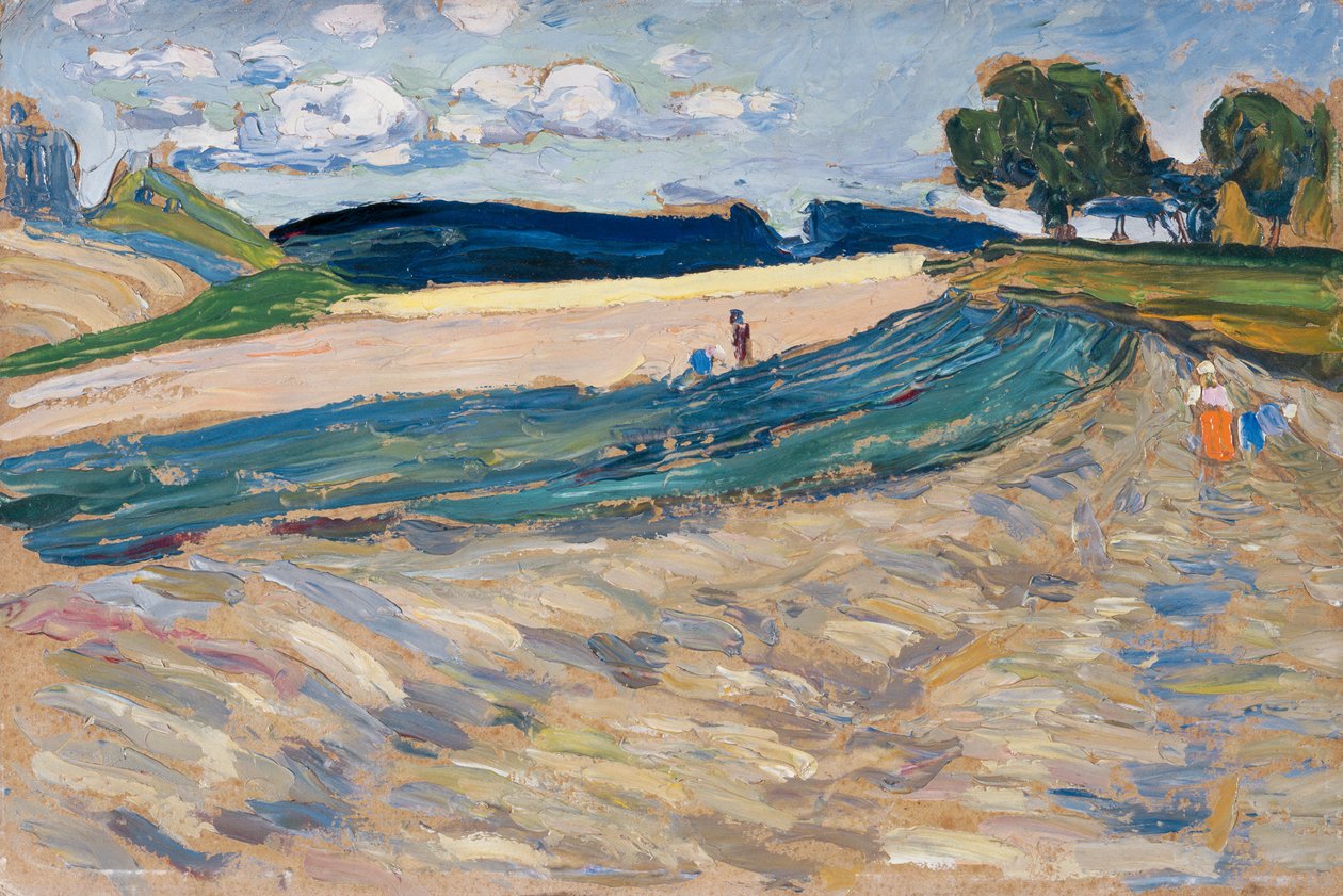 Paisaje con un campo amarillo de Wassily Kandinsky