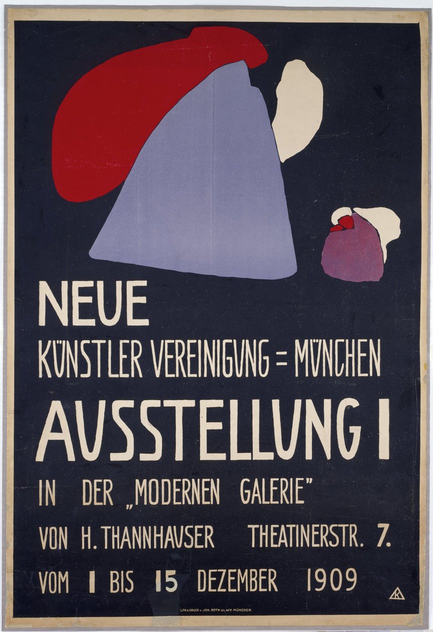 Cartel de la primera exposición de la Neue Künstlervereinigung Munich de Wassily Kandinsky