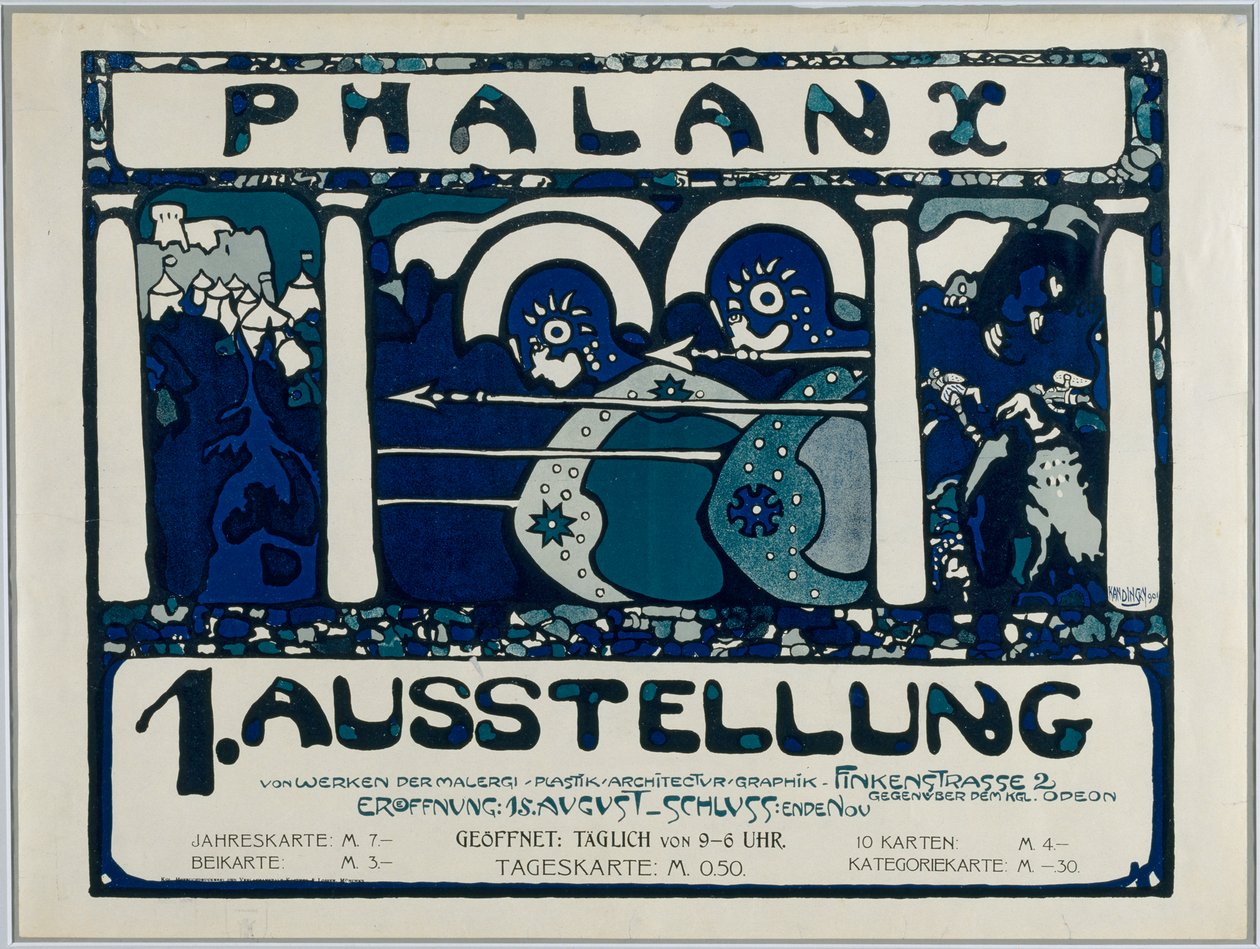 Cartel de la primera exposición de la Falange de Wassily Kandinsky