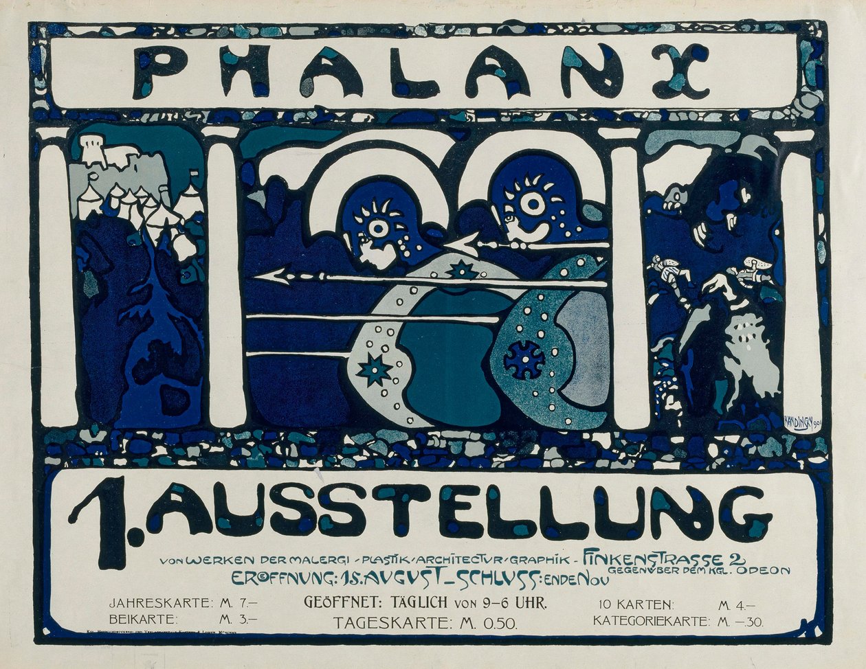 Póster para la 1ª Exposición de la Falange, 1901 de Wassily Kandinsky