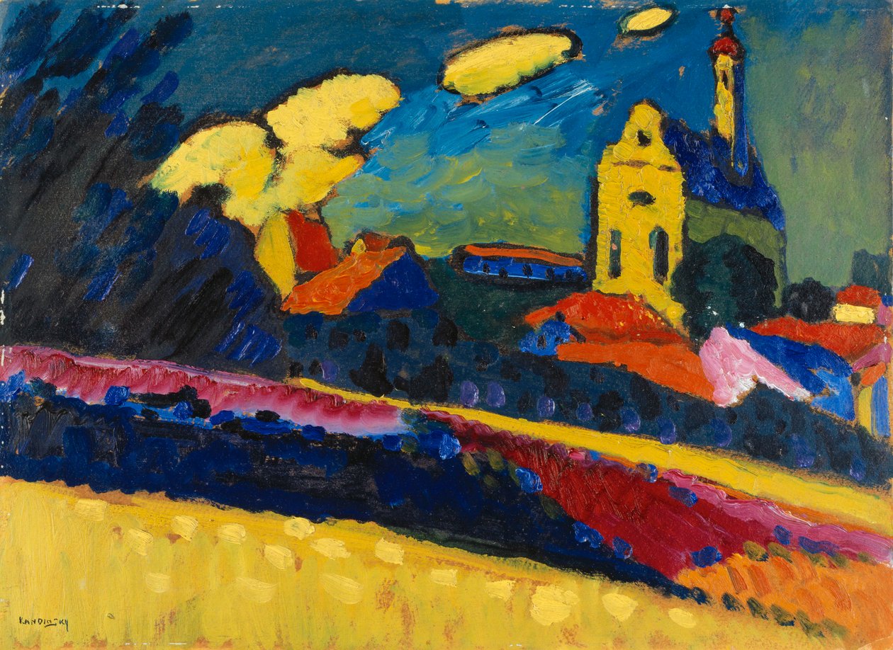 Estudio para Murnau - Paisaje con iglesia, 1909 de Wassily Kandinsky