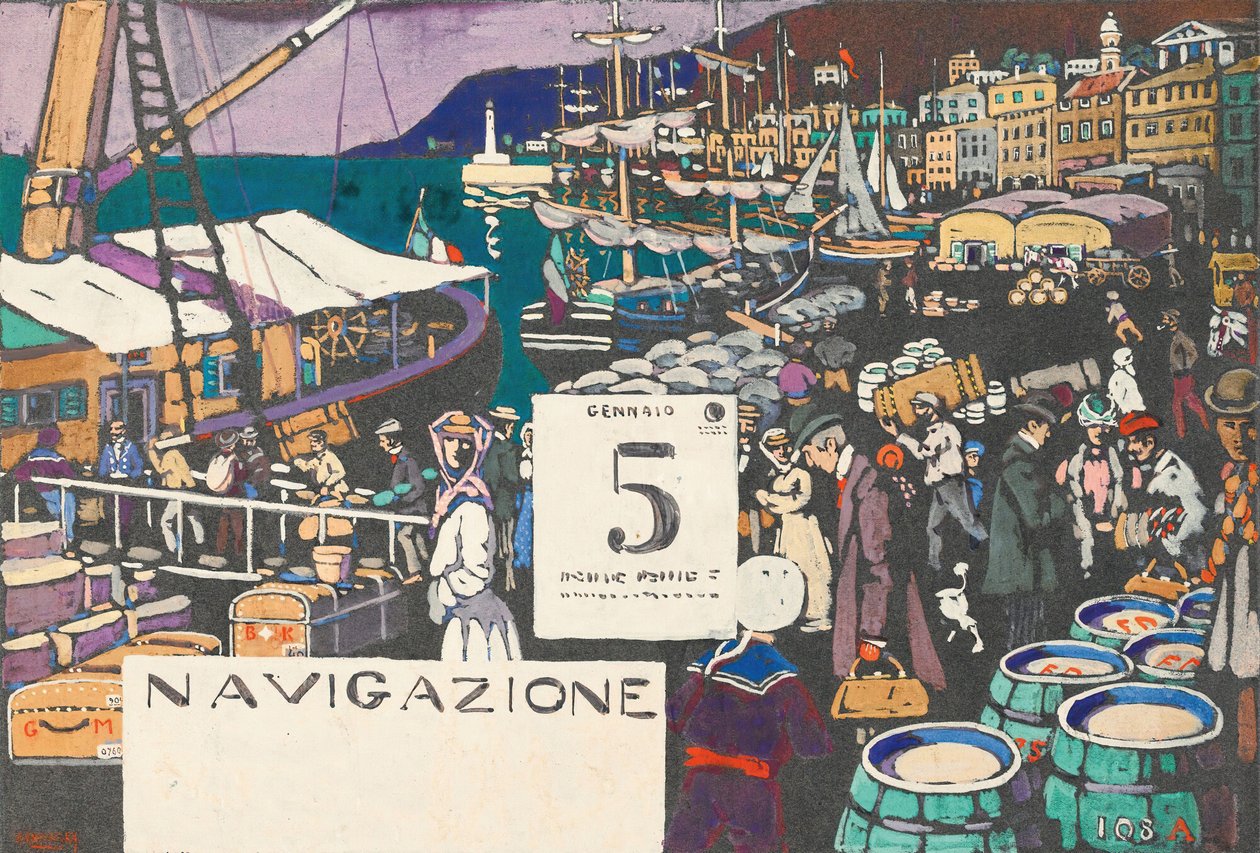 Estudio para un cartel de barco, 1906 de Wassily Kandinsky