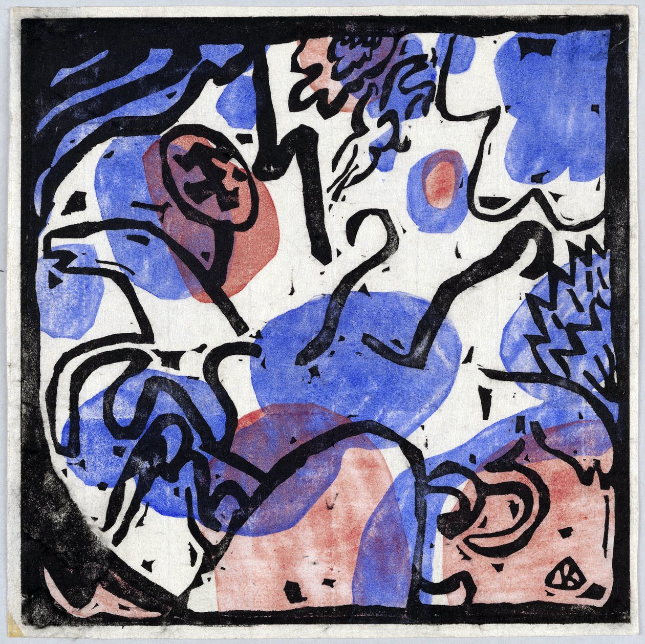 ""Tres jinetes en rojo, azul y negro"" Pintura de Wassily Kandinsky (o Wassily Kandinski o Kandinskij de Wassily Kandinsky