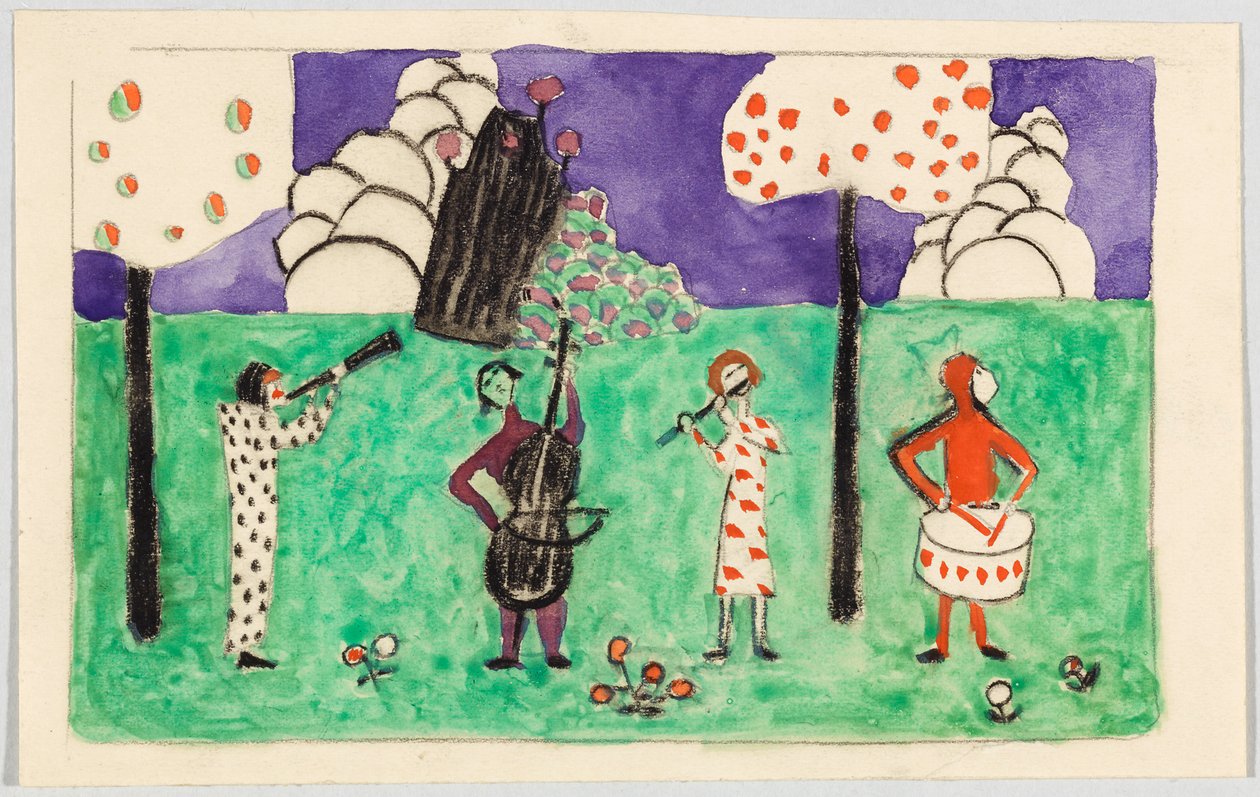 Cuatro músicos en un paisaje de Wassily Kandinsky