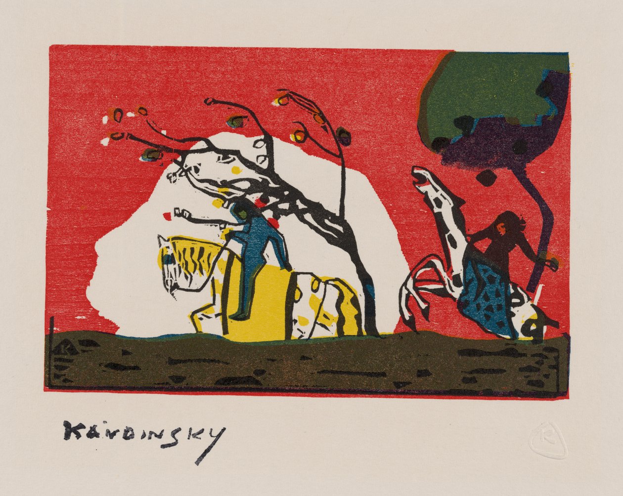 Dos jinetes por delante de Rot de Wassily Kandinsky
