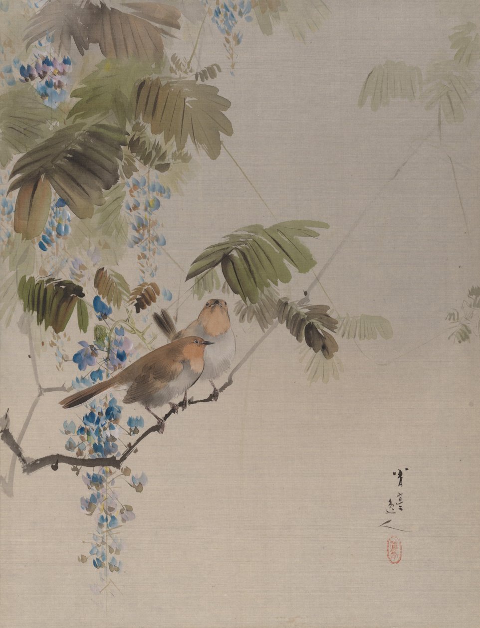 Aves y flores, ca. 1887 de Watanabe Seitei