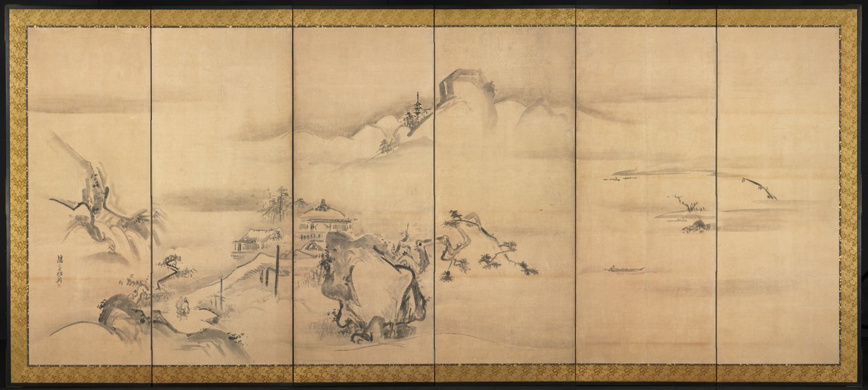 Ocho vistas de los ríos Xiao y Xiang, 1700s de Watanabe Shiko
