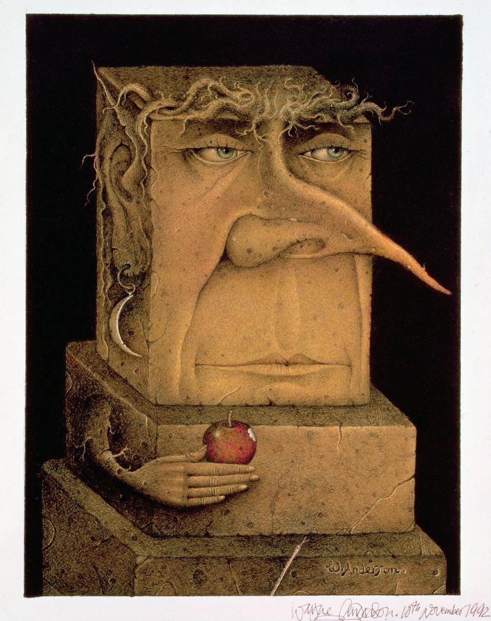 Adam (lápiz y lápiz de color sobre papel) (pareja de 155035) de Wayne Anderson