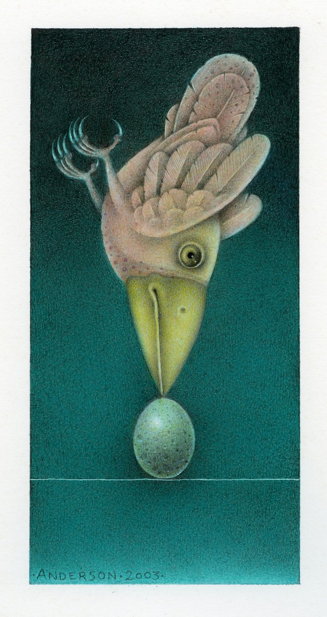 Balancing Bird, 2003 (técnica mixta sobre cartón) de Wayne Anderson