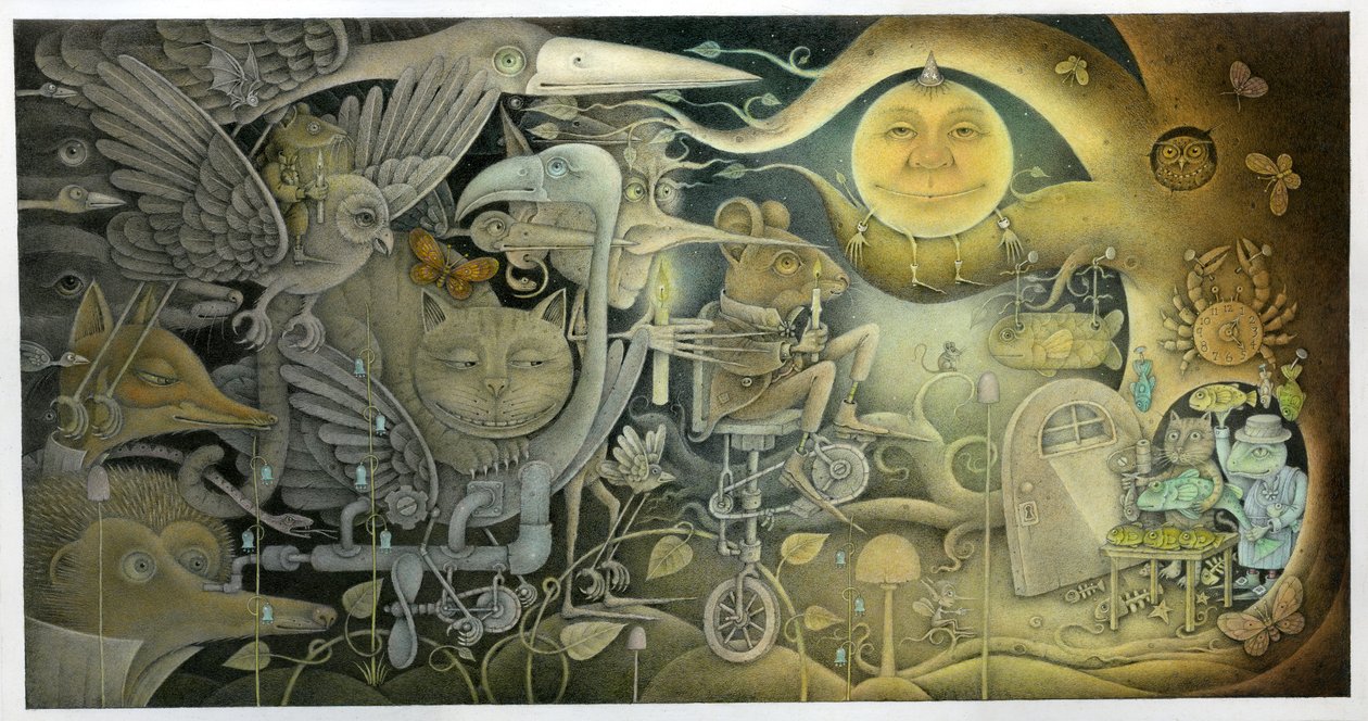 Creatures Appeared Out Of The Dark, 2010 (técnica mixta sobre cartulina) de Wayne Anderson