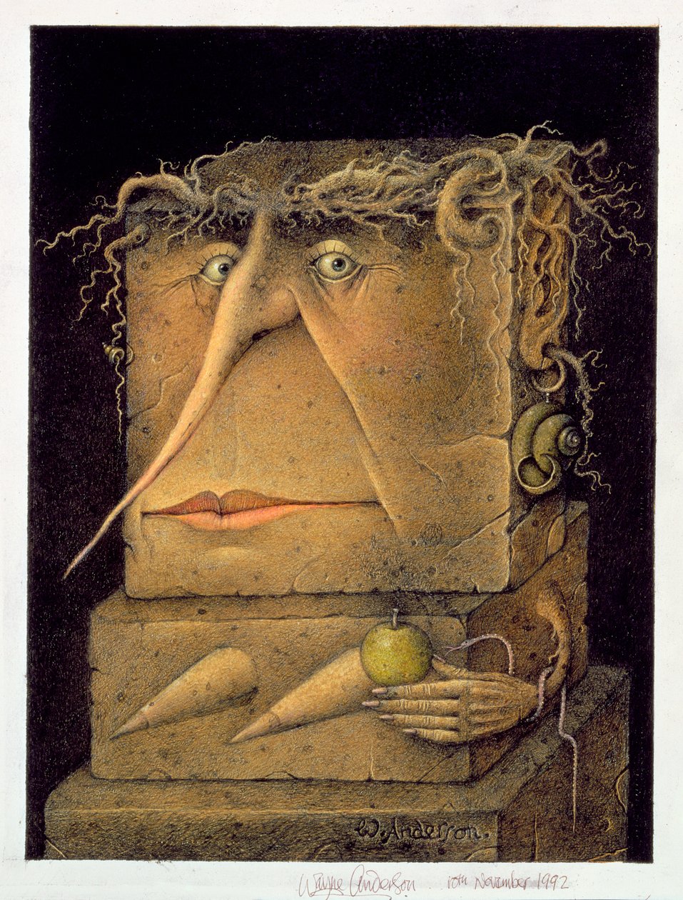 Eve (lápiz y lápiz de color sobre papel) (pareja de 155035) de Wayne Anderson