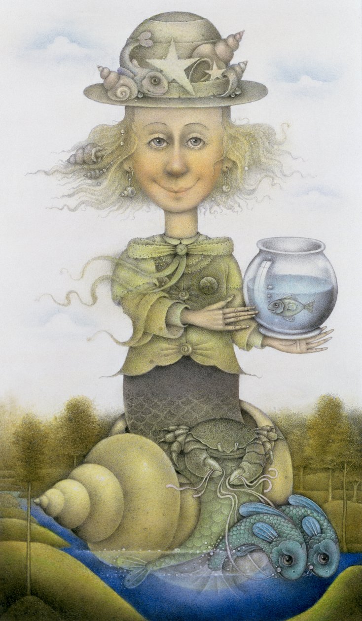 Sirena (lápiz y lápiz de color sobre papel) (pareja de 155032) de Wayne Anderson