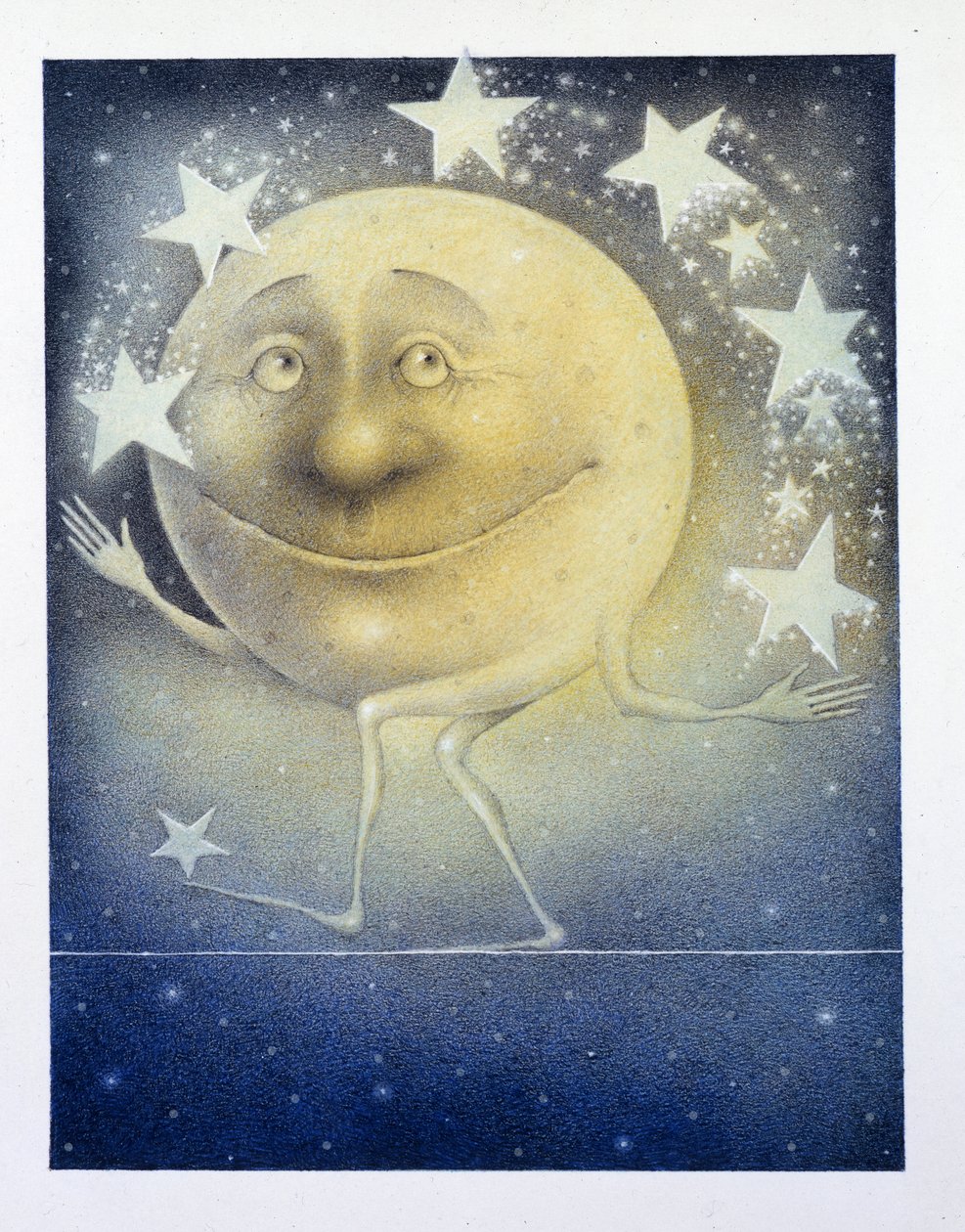 La Luna hace malabares con las estrellas de la noche de Wayne Anderson