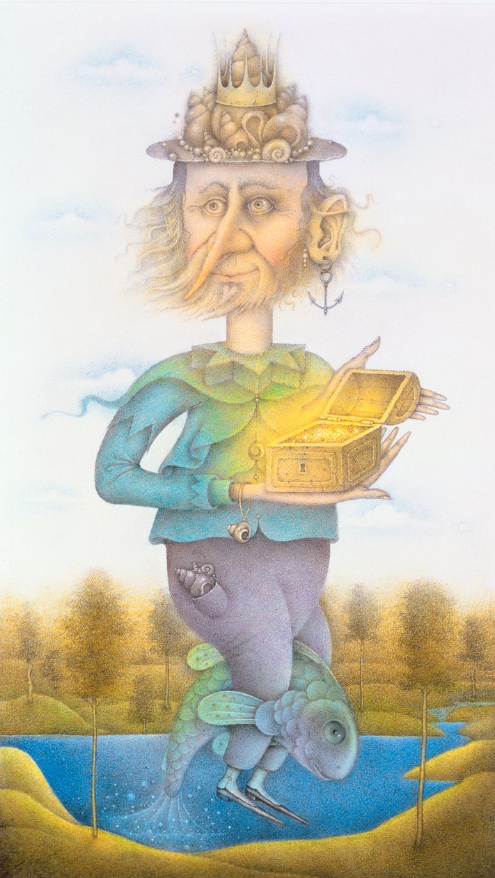 Neptuno (lápiz y lápiz de color sobre papel) (pareja de 155032) de Wayne Anderson
