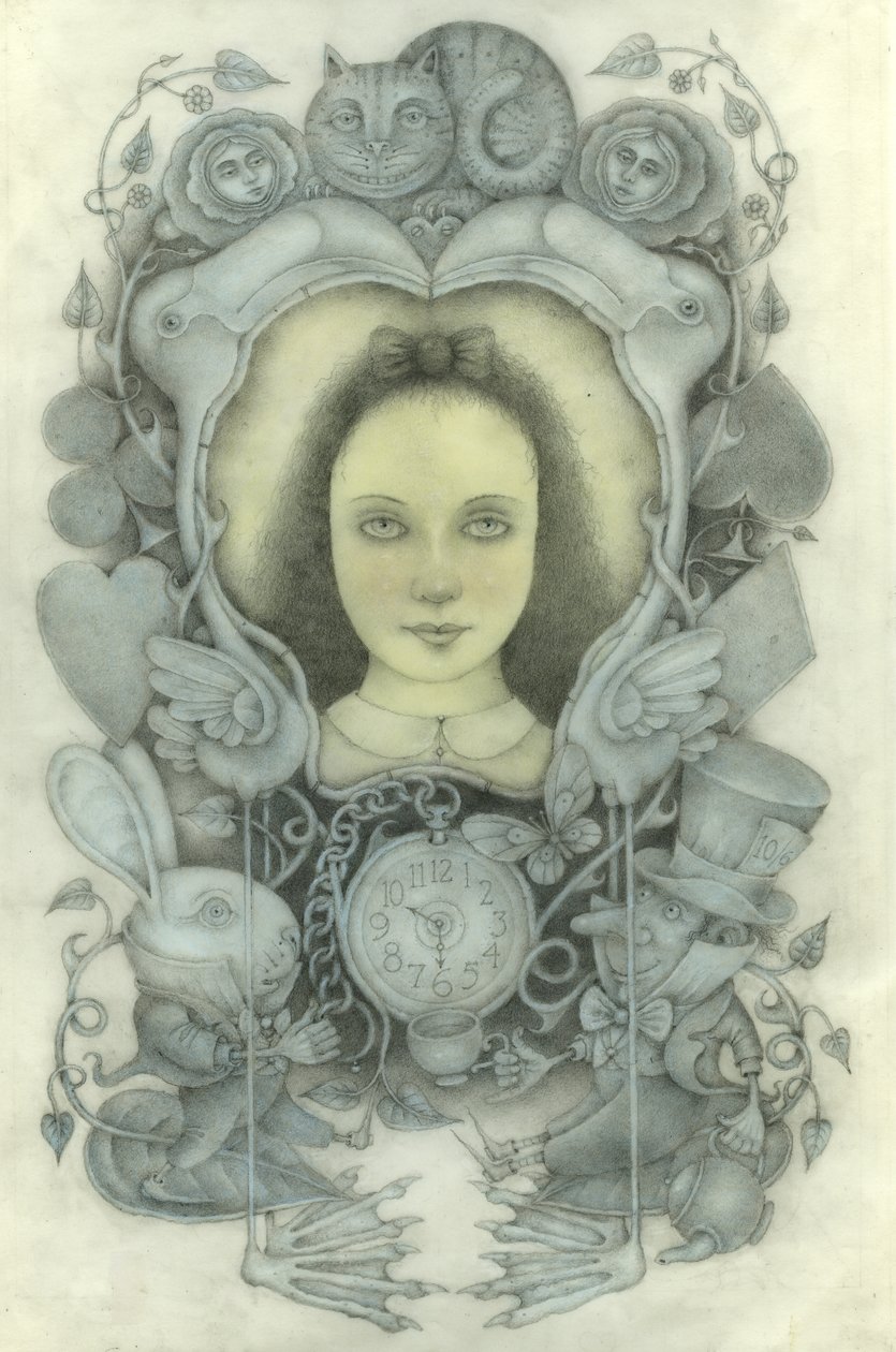 Retrato de Alicia en el espejo, 2022 (grafito, lápices de color, acuarela) de Wayne Anderson
