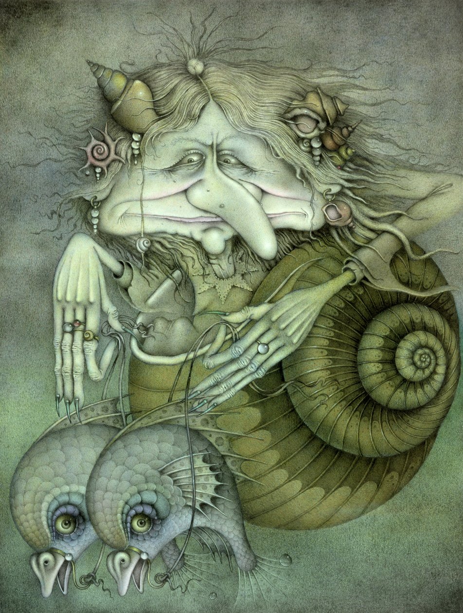 Sea Witch (lápiz y lápiz de color sobre papel) de Wayne Anderson