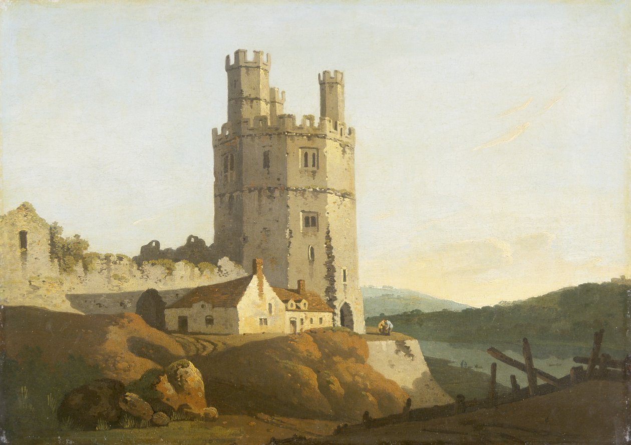 Castillo de Caernarvon, la Torre del Águila (óleo sobre lienzo) de Welsh school
