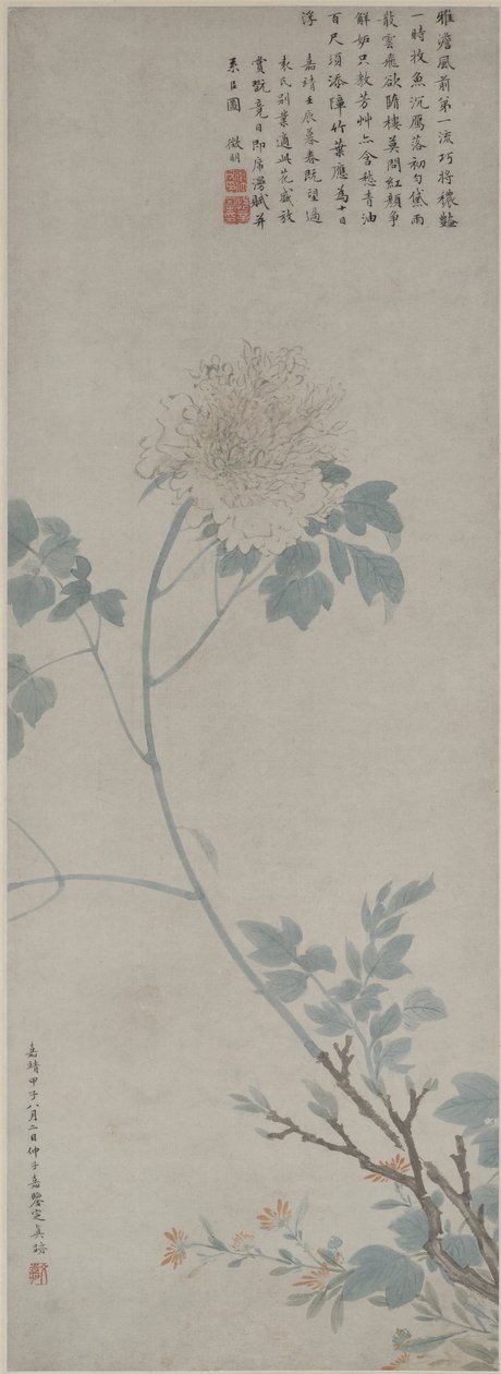 Peonía, Pergamino Colgante de Wen Zhengming