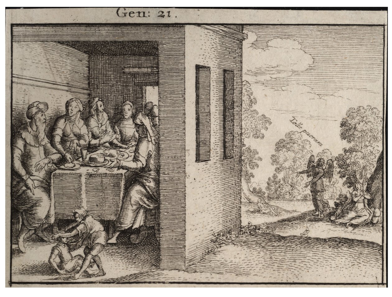 Banquete de Abraham. Estado 1 de Wenceslaus Hollar